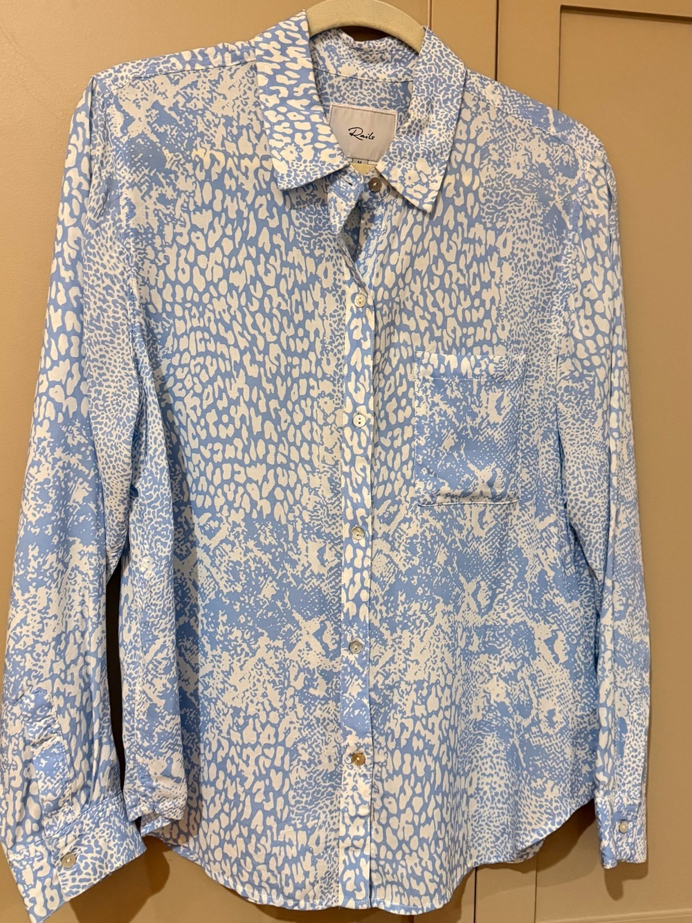 Rails Blue & White Abstract Print Button-Front Shirt